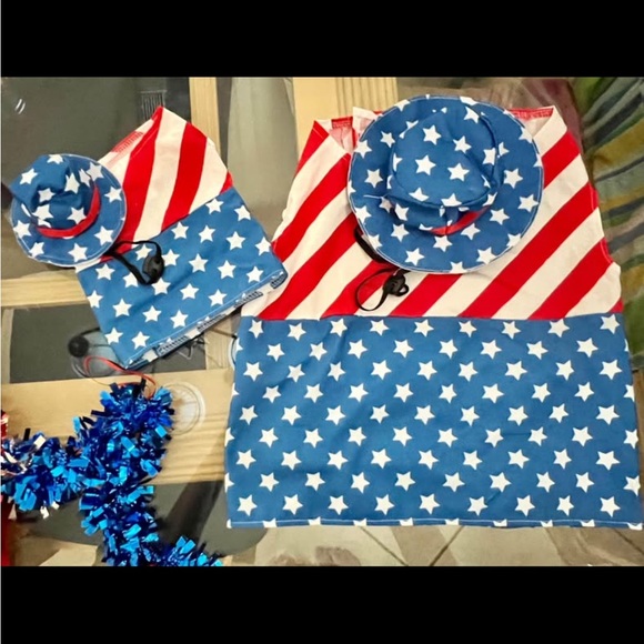 Other - Patriotic Stars & Stripes Dog Outfit Set Large or Small (S fits Cats)